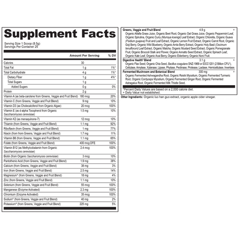 Organic SuperGreens +MultiVitamin Powder - 25 servings