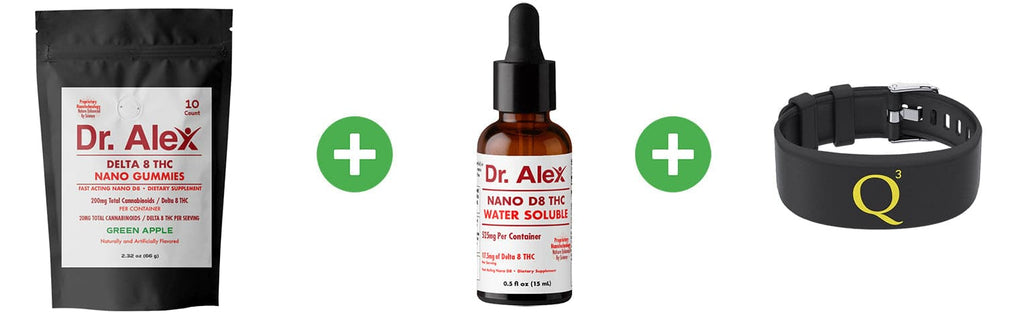 Dr. Alex Nano Delta 8 THC Gummies + Nano D8 THC Oil + Q3 Band (Single Band, Black)